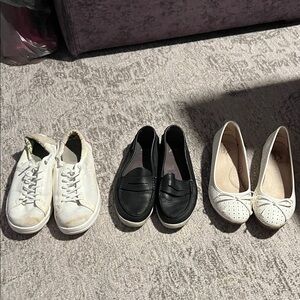 3 pairs of shoes -Hey Dude, Cole Haan and Cliffs